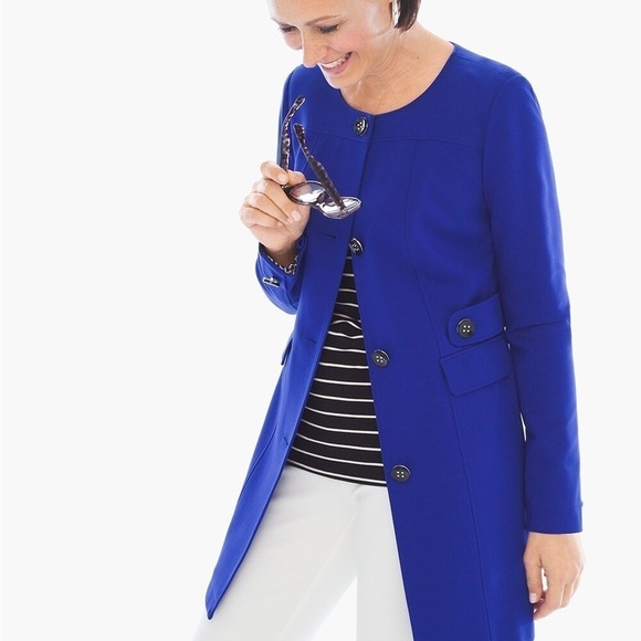 Chicos Blue Duster Coat - Picture 6 of 16
